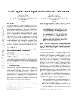 Predicting Links on Wikipedia with Anchor Text Information