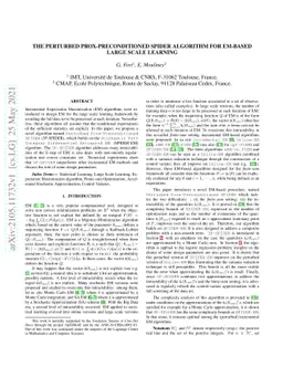 The Perturbed Prox-Preconditioned SPIDER algorithm for EM-based large
  scale learning