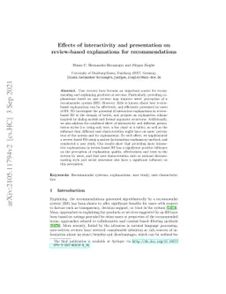Effects of interactivity and presentation on review-based explanations
  for recommendations