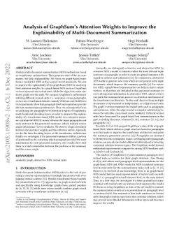Analysis of GraphSum's Attention Weights to Improve the Explainability
  of Multi-Document Summarization