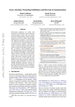 Focus Attention: Promoting Faithfulness and Diversity in Summarization