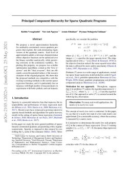 Principal Component Hierarchy for Sparse Quadratic Programs