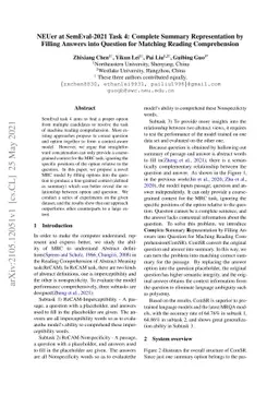 NEUer at SemEval-2021 Task 4: Complete Summary Representation by Filling
  Answers into Question for Matching Reading Comprehension
