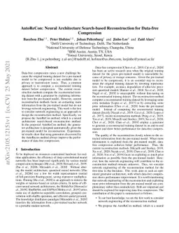 AutoReCon: Neural Architecture Search-based Reconstruction for Data-free
  Compression