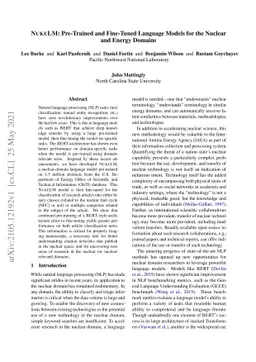 NukeLM: Pre-Trained and Fine-Tuned Language Models for the Nuclear and
  Energy Domains