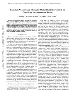 Gaussian Process-based Stochastic Model Predictive Control for
  Overtaking in Autonomous Racing