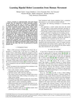 Learning Bipedal Robot Locomotion from Human Movement