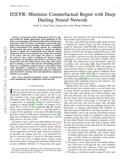 D2CFR: Minimize Counterfactual Regret with Deep Dueling Neural Network