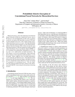 Probabilistic Selective Encryption of Convolutional Neural Networks for
  Hierarchical Services