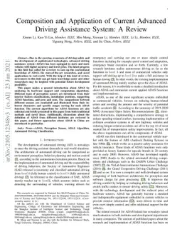 Composition and Application of Current Advanced Driving Assistance
  System: A Review