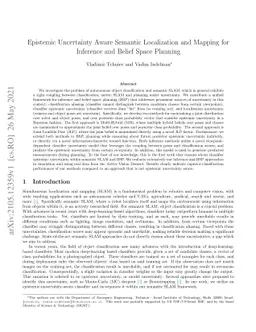 Epistemic Uncertainty Aware Semantic Localization and Mapping for
  Inference and Belief Space Planning