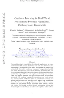 Continual Learning for Real-World Autonomous Systems: Algorithms,
  Challenges and Frameworks