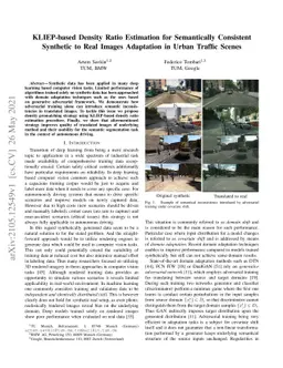 KLIEP-based Density Ratio Estimation for Semantically Consistent
  Synthetic to Real Images Adaptation in Urban Traffic Scenes