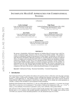 Incomplete MaxSAT Approaches for Combinatorial Testing