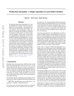 Predict then Interpolate: A Simple Algorithm to Learn Stable Classifiers