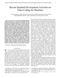 Recent Standard Development Activities on Video Coding for Machines