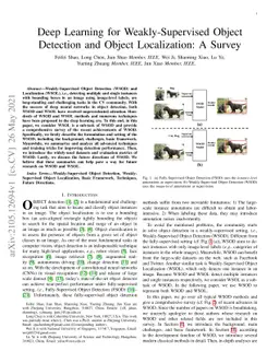 Deep Learning for Weakly-Supervised Object Detection and Object
  Localization: A Survey