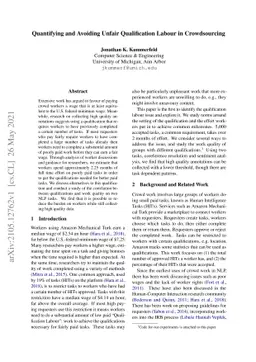 Quantifying and Avoiding Unfair Qualification Labour in Crowdsourcing