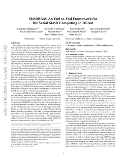 SIMDRAM: An End-to-End Framework for Bit-Serial SIMD Computing in DRAM