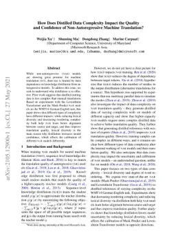 How Does Distilled Data Complexity Impact the Quality and Confidence of
  Non-Autoregressive Machine Translation?