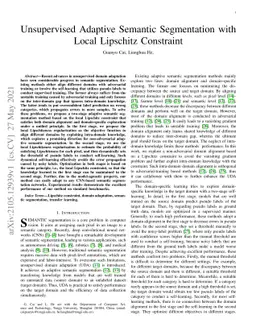 Unsupervised Adaptive Semantic Segmentation with Local Lipschitz
  Constraint