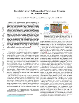 Uncertainty-Aware Self-Supervised Target-Mass Grasping of Granular Foods