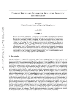 Feature Reuse and Fusion for Real-time Semantic segmentation