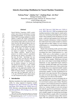 Selective Knowledge Distillation for Neural Machine Translation