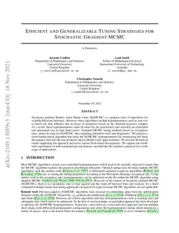 Efficient and Generalizable Tuning Strategies for Stochastic Gradient
  MCMC