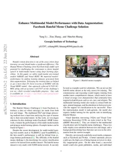 Enhance Multimodal Model Performance with Data Augmentation: Facebook
  Hateful Meme Challenge Solution