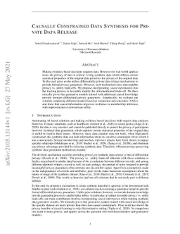 Causally Constrained Data Synthesis for Private Data Release