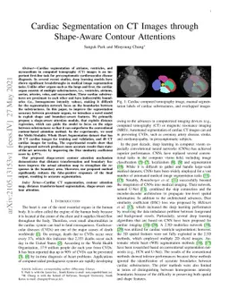 Cardiac Segmentation on CT Images through Shape-Aware Contour Attentions