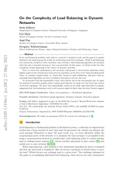 On the Complexity of Load Balancing in Dynamic Networks