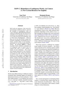 RAW-C: Relatedness of Ambiguous Words--in Context (A New Lexical
  Resource for English)