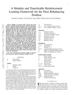 A Modular and Transferable Reinforcement Learning Framework for the
  Fleet Rebalancing Problem