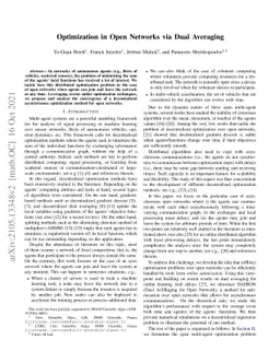 Optimization in Open Networks via Dual Averaging