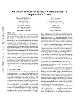 On Privacy and Confidentiality of Communications in Organizational
  Graphs