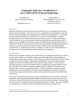 Explainable Multi-class Classification of the CAMH COVID-19 Mental
  Health Data