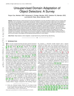 Unsupervised Domain Adaptation of Object Detectors: A Survey