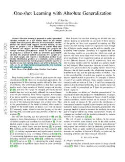 One-shot Learning with Absolute Generalization