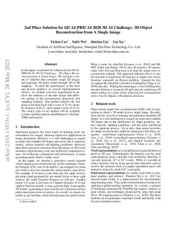 2nd Place Solution for IJCAI-PRICAI 2020 3D AI Challenge: 3D Object
  Reconstruction from A Single Image
