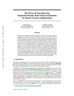 The Power of Log-Sum-Exp: Sequential Density Ratio Matrix Estimation for
  Speed-Accuracy Optimization