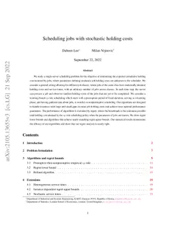 Scheduling Jobs with Stochastic Holding Costs