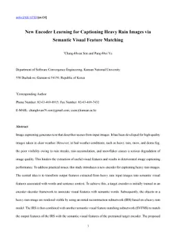 New Encoder Learning for Captioning Heavy Rain Images via Semantic
  Visual Feature Matching