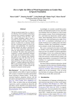 How to Split: the Effect of Word Segmentation on Gender Bias in Speech
  Translation