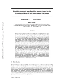 Equilibrium and non-Equilibrium regimes in the learning of Restricted
  Boltzmann Machines