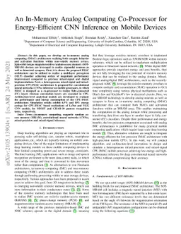 An In-Memory Analog Computing Co-Processor for Energy-Efficient CNN
  Inference on Mobile Devices