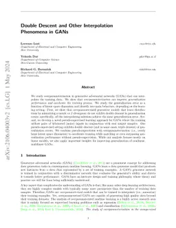 Double Descent and Other Interpolation Phenomena in GANs