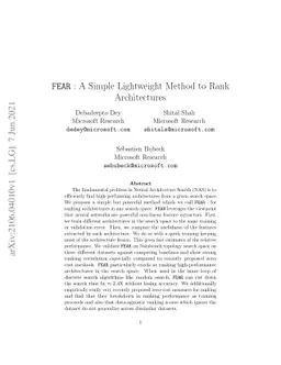 FEAR: A Simple Lightweight Method to Rank Architectures