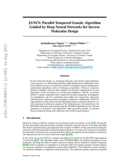 JANUS: Parallel Tempered Genetic Algorithm Guided by Deep Neural
  Networks for Inverse Molecular Design